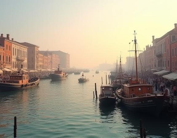 Il porto di Chioggia all'alba