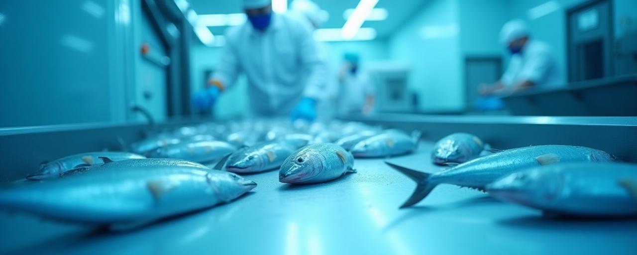 Lavorazione del pesce a bordo di una nave nel Mediterraneo